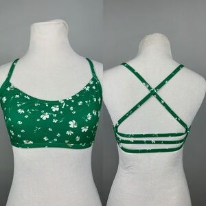 Jolyn The “Adrian” *RARE* Green Floral Print Swim Bikini Top Sz L
